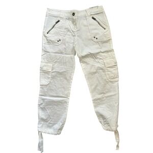 New York & Co NWT White Cotton Cropped Cargo Pants SZ 4 Y2K (MSRP $36.95)